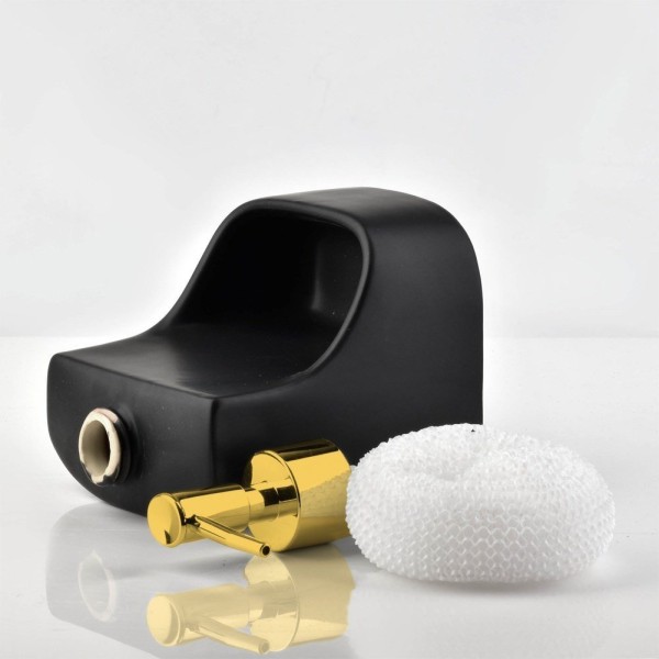 Dozownik kuchenny, VILDE 568007, GOLD 400 ml — dozownik płynu z pojemnikiem na gąbkę, czarny