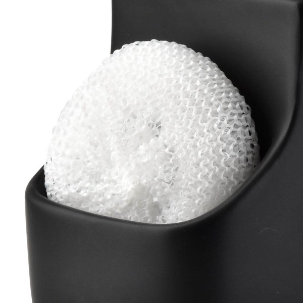 Dozownik kuchenny, SILVER VILDE 568006 – dozownik płynu 400 ml z pojemnikiem na gąbkę, czarny