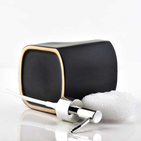 Dozownik kuchenny, SILVER VILDE 568006 – dozownik płynu 400 ml z pojemnikiem na gąbkę, czarny