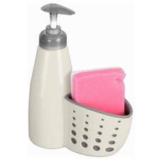 Дозатор рідину для посуду з ганчіркою/губкою ORION 530758-BE, 370 мл, бежева з контейнером для ганчопи