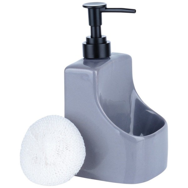 Дозатор для мийного засобу VILDE з контейнером та губкою, 400 ml, сірий, 568008