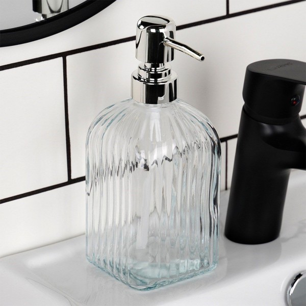 Дозатор для мила та рідкого посуду, ORION, прозорий 550 мл, на стіну або стійну поверхню