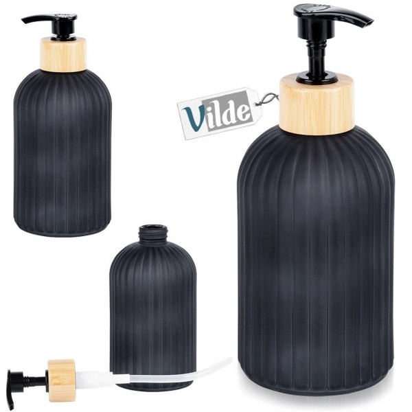 Dozownik kuchenny, VILDE 568001, szklany 400 ml, czarny — do mydła i płynu do naczyń