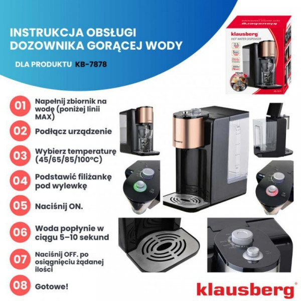 Dozownik gorącej wody Klausberg KB-7879 (2,2 l)