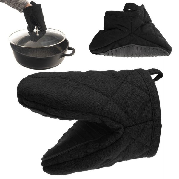 Кухонна рукавиця, ORION 153905, бавовняна чорна 15 см з магнітом — для зняття гарячого посуду