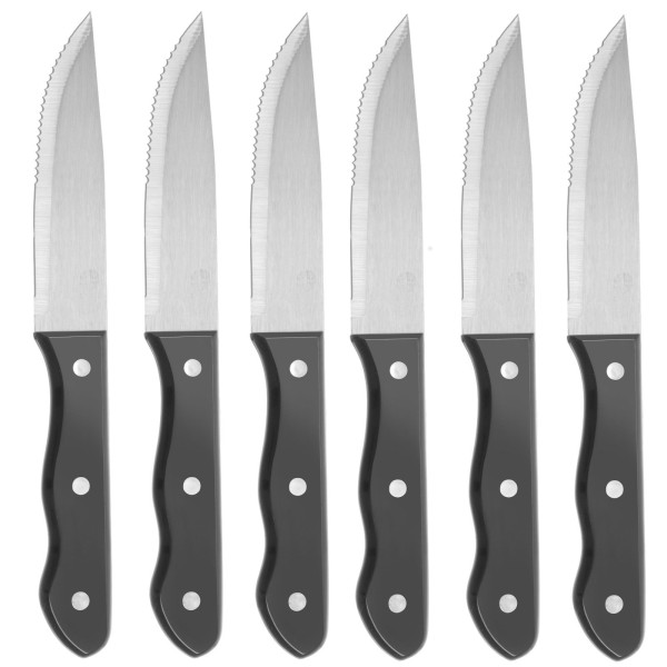 Noże do steków Hendi 781456 zestaw 6 sztuk stal nierdzewna szerokie ostrze 250mm