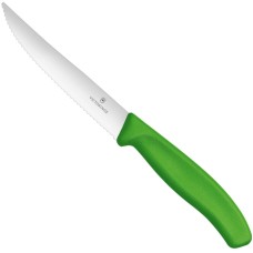 Nóż do steków zielony z ząbkowanym ostrzem i ostrym czubkiem 120/232 mm
