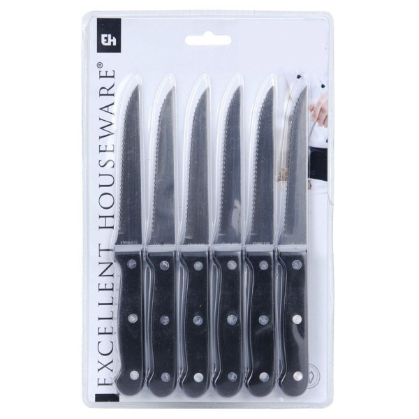 Noże do steków Excellent Houseware 139130 — stal nierdzewna, zestaw 6 szt.
