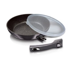 Patelnia z powłoką granitową Berlinger Haus Carbon Pro BH-6912, 24cm, z odpinaną rączką do wygodnego gotowania