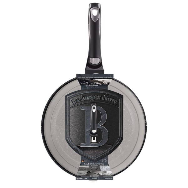 Patelnia z powłoką granitową Berlinger Haus Carbon Pro BH-6912, 24cm, z odpinaną rączką do wygodnego gotowania