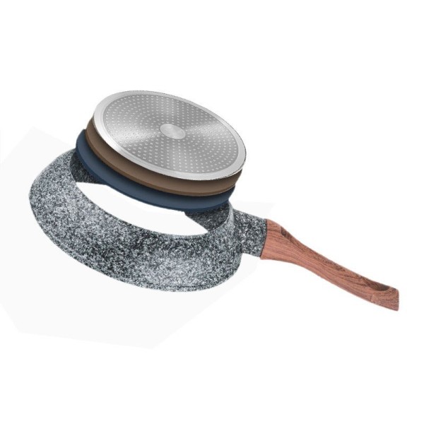 Zestaw patelni tradycyjnych Kinghoff Granit Wood 20/24/28 cm na kuchnię