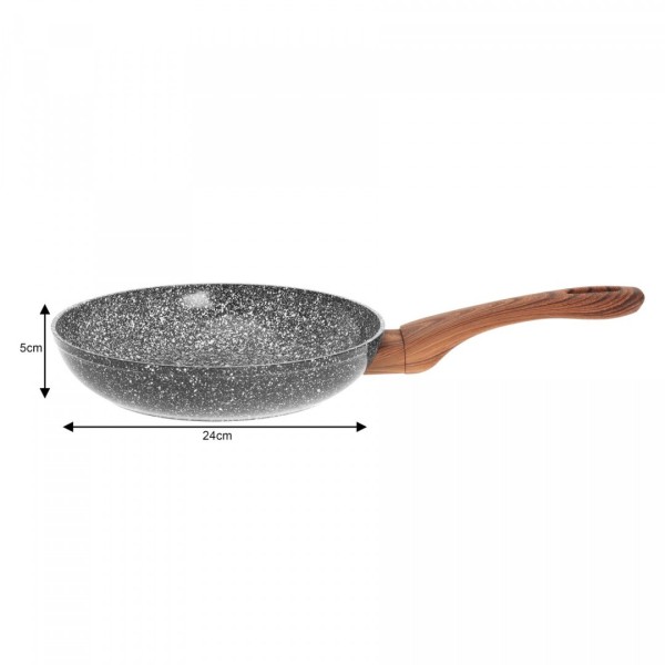 Zestaw patelni tradycyjnych Kinghoff Granit Wood 20/24/28 cm na kuchnię
