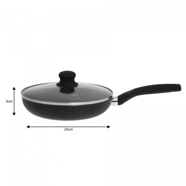 Patelnia Kinghoff KH-3957 z powłoką marmurową 24 cm do smażenia bez przywierania