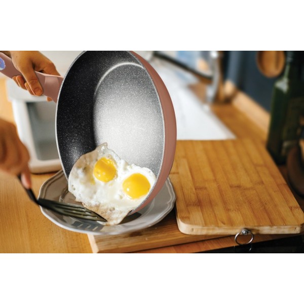 Пательня традиційна BerlingerHaus BH-1511 Rose Gold 30 см з мармуровим покриттям для приготування їжі