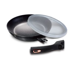 Patelnia granitowa Berlinger Haus Black Rose BH-1952 28 cm z odpinanym uchwytem do smażenia bez przywierania