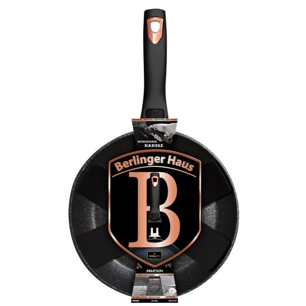Patelnia granitowa Berlinger Haus Black Rose BH-1952 28 cm z odpinanym uchwytem do smażenia bez przywierania