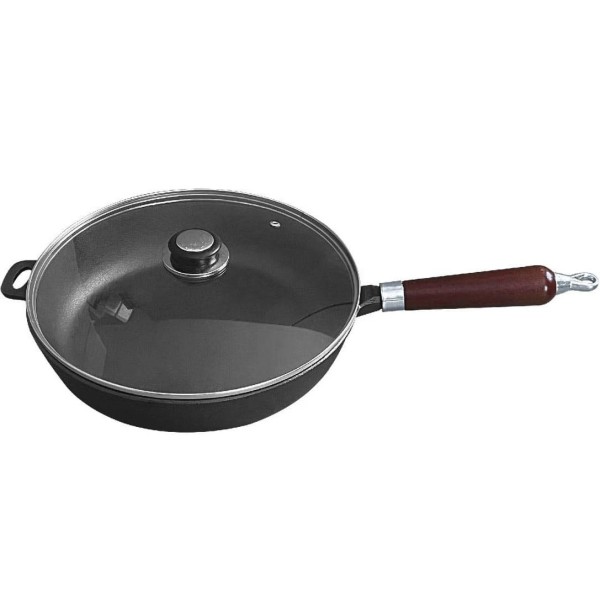 Patelnia Żeliwna Krisberg KS-2568 30cm z Pokrywą do Smażenia i Duszenia