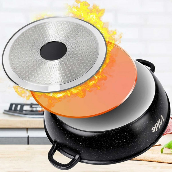 GARNEK GRANITOWY PŁASKI PATELNIA 3,3L 28cm Z POKRYWĄ Z AROMATYZEREM TERRUNA 199108