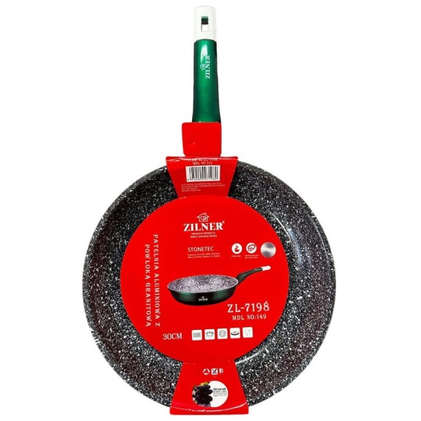 Patelnia Zilner Stonetec Emerald 30cm marmurowo-ceramiczna do smażenia zdrowych potraw