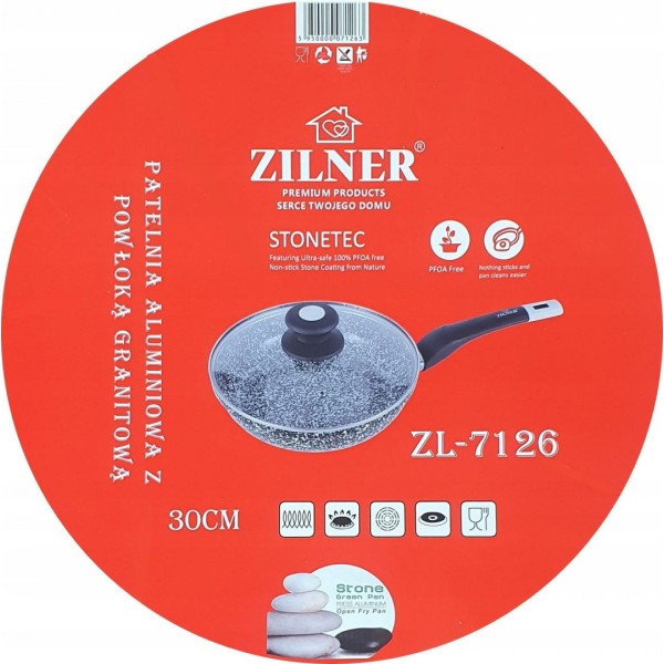 Patelnia Marmurowo-Ceramiczna Zilner ZL-7126 30cm do Smażenia i Gotowania