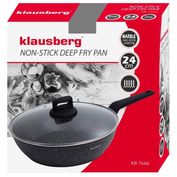 PATELNIA GŁĘBOKA Z POWŁOKĄ MARMUROWĄ 24CM KLAUSBERG KB-7666