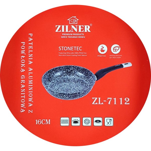 Patelnia Zilner ZL-7112 Marmurowo-Ceramiczna 16 cm Do Smażenia i Przygotowywania Potraw