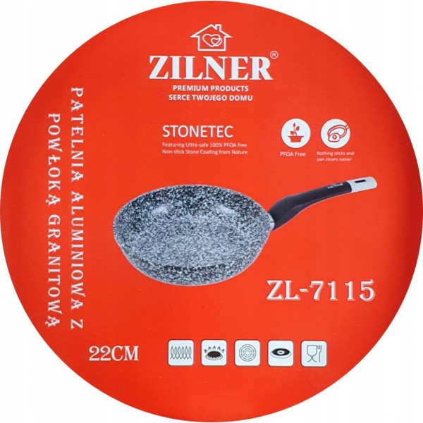 Patelnia marmurowo-ceramiczna Zilner ZL-7115 22cm do smażenia codziennego