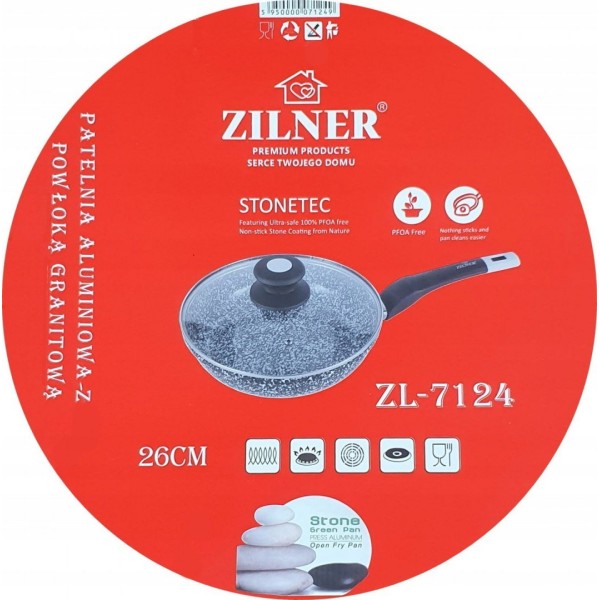 Patelnia Zilner ZL-7124 26cm marmurowo-ceramiczna do smażenia bez przywierania