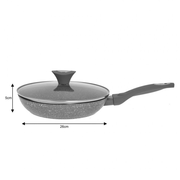 Patelnia Granitowa Klausberg Marmo Grey KB-7317 26cm do smażenia bez przywierania