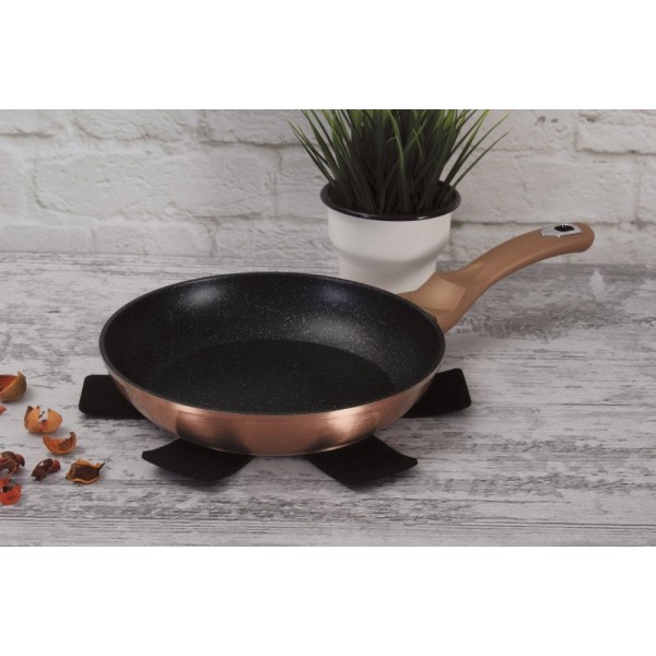 Patelnia tradycyjna BerlingerHaus BH-1510 Rose Gold 28 cm marmurowa powłoka