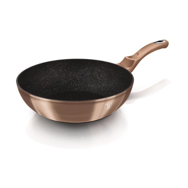 Patelnia wok Berlinger Haus Metallic Line Rose Gold 30 cm do smażenia i gotowania