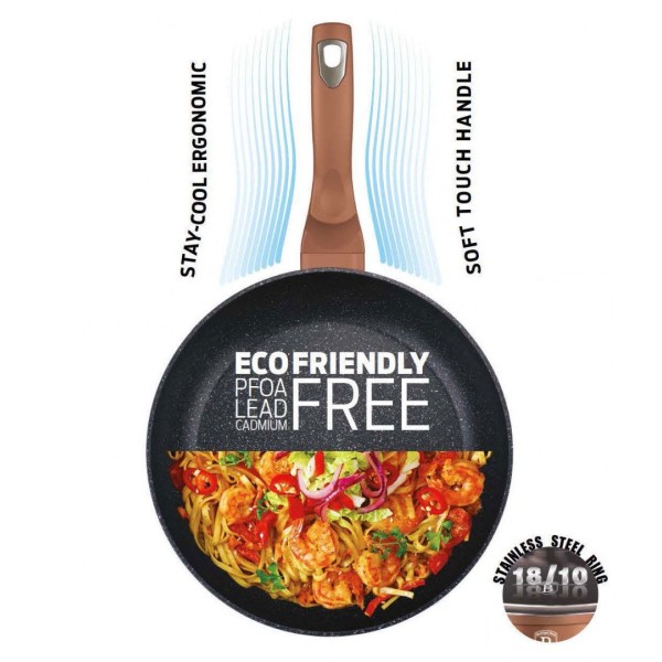 Patelnia wok Berlinger Haus Metallic Line Rose Gold 30 cm do smażenia i gotowania