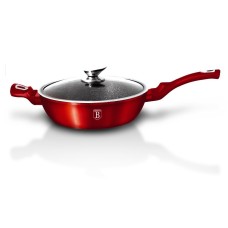 Patelnia granitowa Berlinger Haus Burgundy Metallic Line 28 cm do smażenia i gotowania