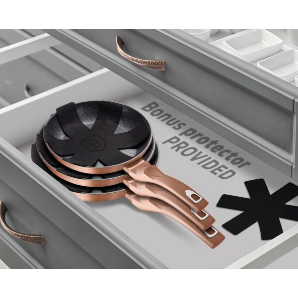 Patelnia granitowa Berlinger Haus Metallic Rose Gold Line 20cm do smażenia i przygotowywania potraw