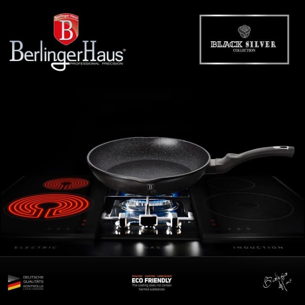 Patelnia granitowa Berlinger Haus Black Silver BH-6185 24 cm głęboka do smażenia i duszenia