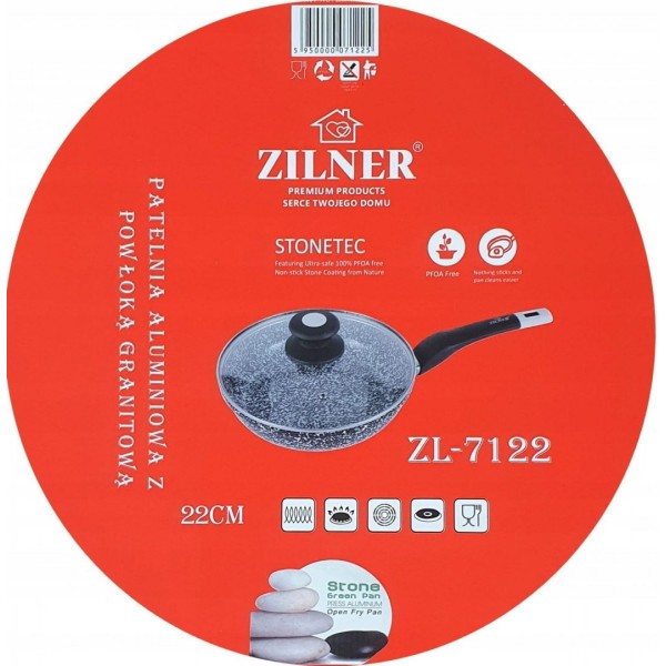 Patelnia Marmurowo-Ceramiczna Zilner ZL-7122 22cm do Smażenia i Przygotowywania Potraw