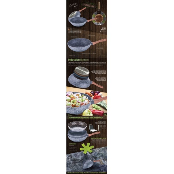 Wok Berlinger Haus Forest Line 28cm do szybkiego smażenia i przyrządzania potraw orientalnych BH-1204
