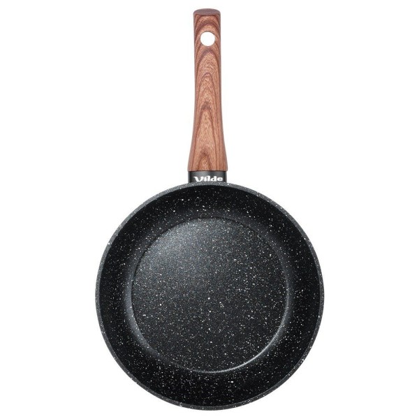 Patelnia tradycyjna VILDE 199059 Black&Wood 20 cm — granitowa, nieprzywierająca, do indukcji