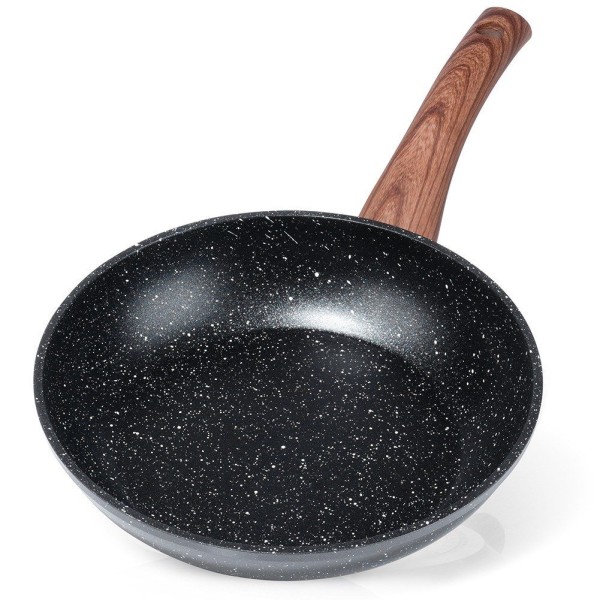 Patelnia tradycyjna VILDE 199059 Black&Wood 20 cm — granitowa, nieprzywierająca, do indukcji