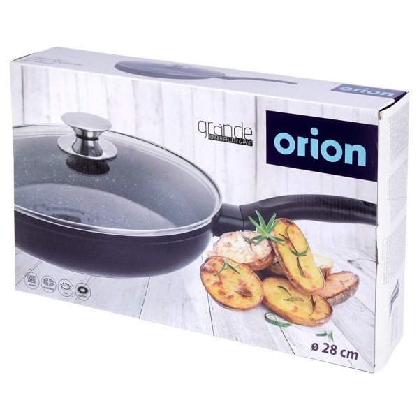 Patelnia tradycyjna ORION Grande 28 cm, granitowa non-stick, z pokrywką, na indukcję