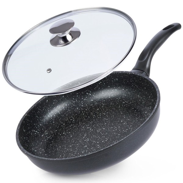Patelnia tradycyjna ORION Grande 28 cm, granitowa non-stick, z pokrywką, na indukcję