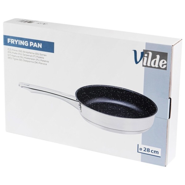 Patelnia tradycyjna VILDE 199019, stal nierdzewna 28 cm, nieprzywierająca, indukcja