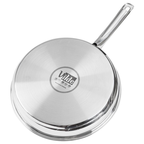 Patelnia tradycyjna VILDE 199019, stal nierdzewna 28 cm, nieprzywierająca, indukcja