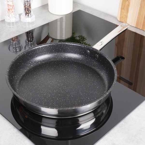 Patelnia tradycyjna VILDE 199019, stal nierdzewna 28 cm, nieprzywierająca, indukcja