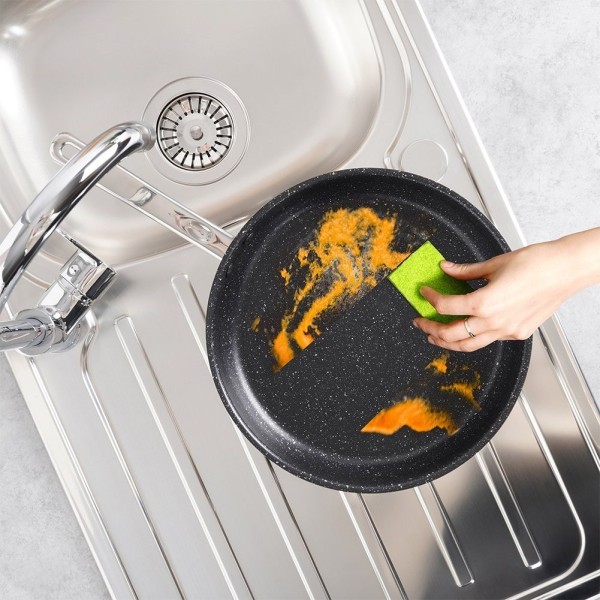 Patelnia tradycyjna VILDE 199019, stal nierdzewna 28 cm, nieprzywierająca, indukcja