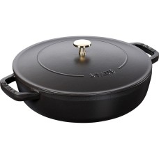 Patelnia tradycyjna Staub Żeliwna do duszenia 28 cm z pokrywką czarna