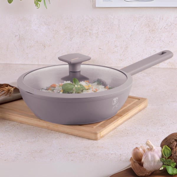 Patelnia tradycyjna BerlingerHaus Taupe Collection 24 cm z pokrywką