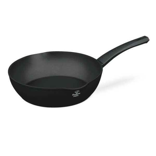 Patelnia głęboka Fashion TV FTV-0029 28 cm matowa czarna z różowym złotem do smażenia