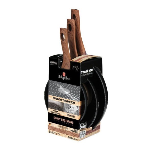 Zestaw patelni Berlinger Haus Ebony Rosewood BH-1727 do smażenia każdego rodzaju potraw