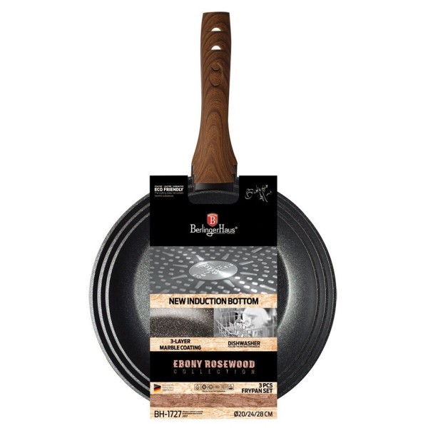 Zestaw patelni Berlinger Haus Ebony Rosewood BH-1727 do smażenia każdego rodzaju potraw